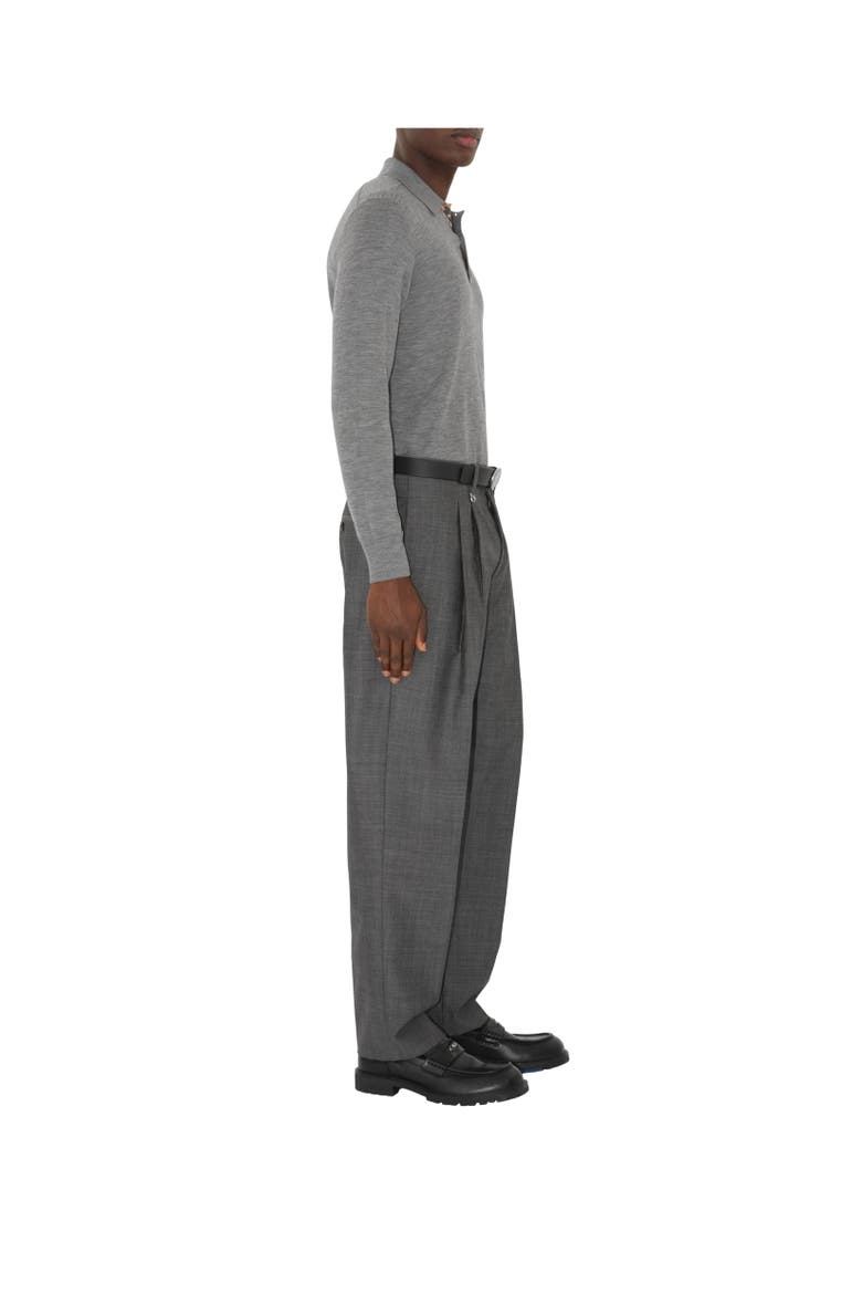Long-sleeve Wool Polo Shirt, Alternate, color, Grey