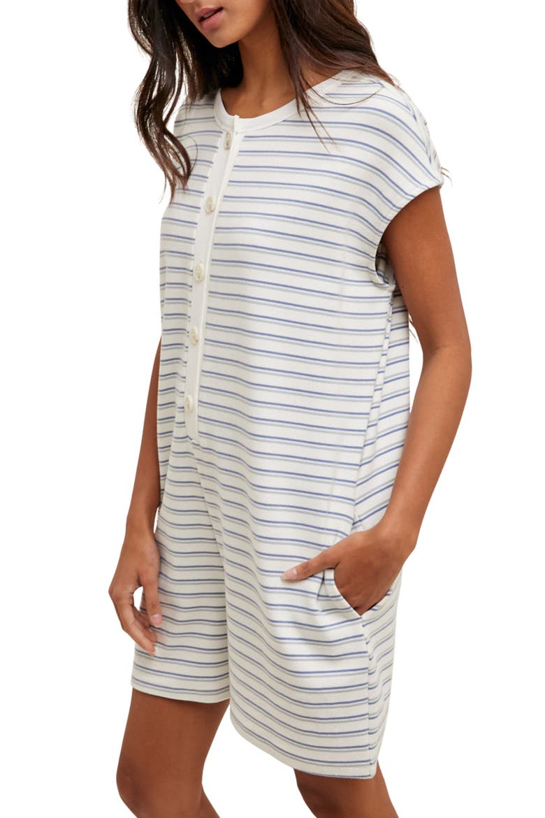 Striped Knit Romper, Alternate, color, BLUE COMBO