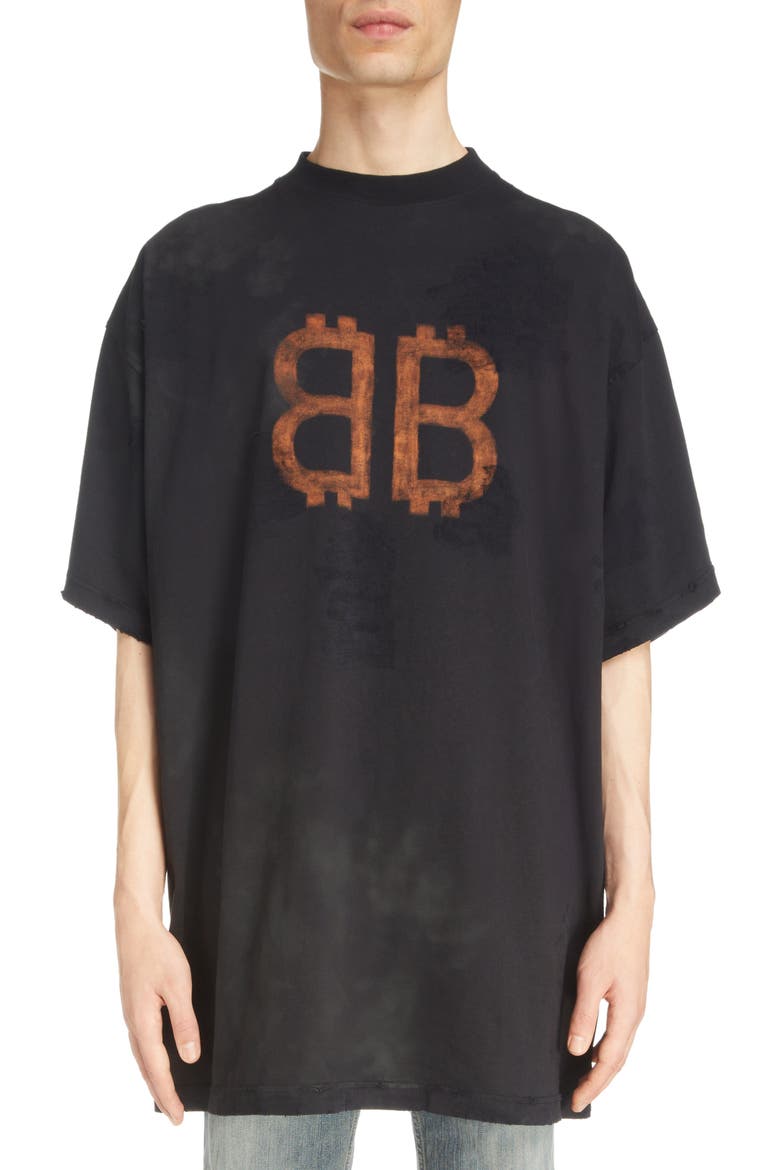 Crypto Logo Oversize Graphic T-Shirt, Main, color, WASHED BLACK