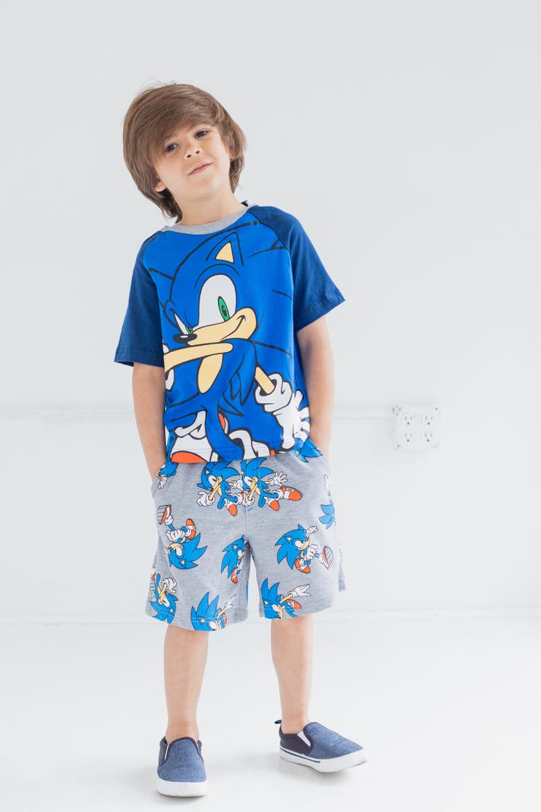 Sonic the Hedgehog T-Shirt & French Terry Shorts Set, Alternate, color, Blue/Gray