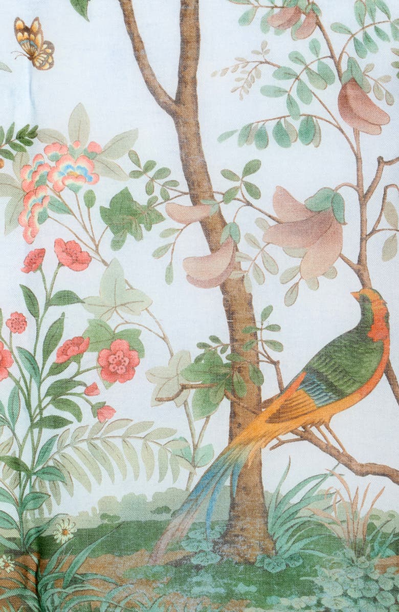 Gucci Tree Of Life Wool & Silk Shawl, Alternate, color, Sky Blue
