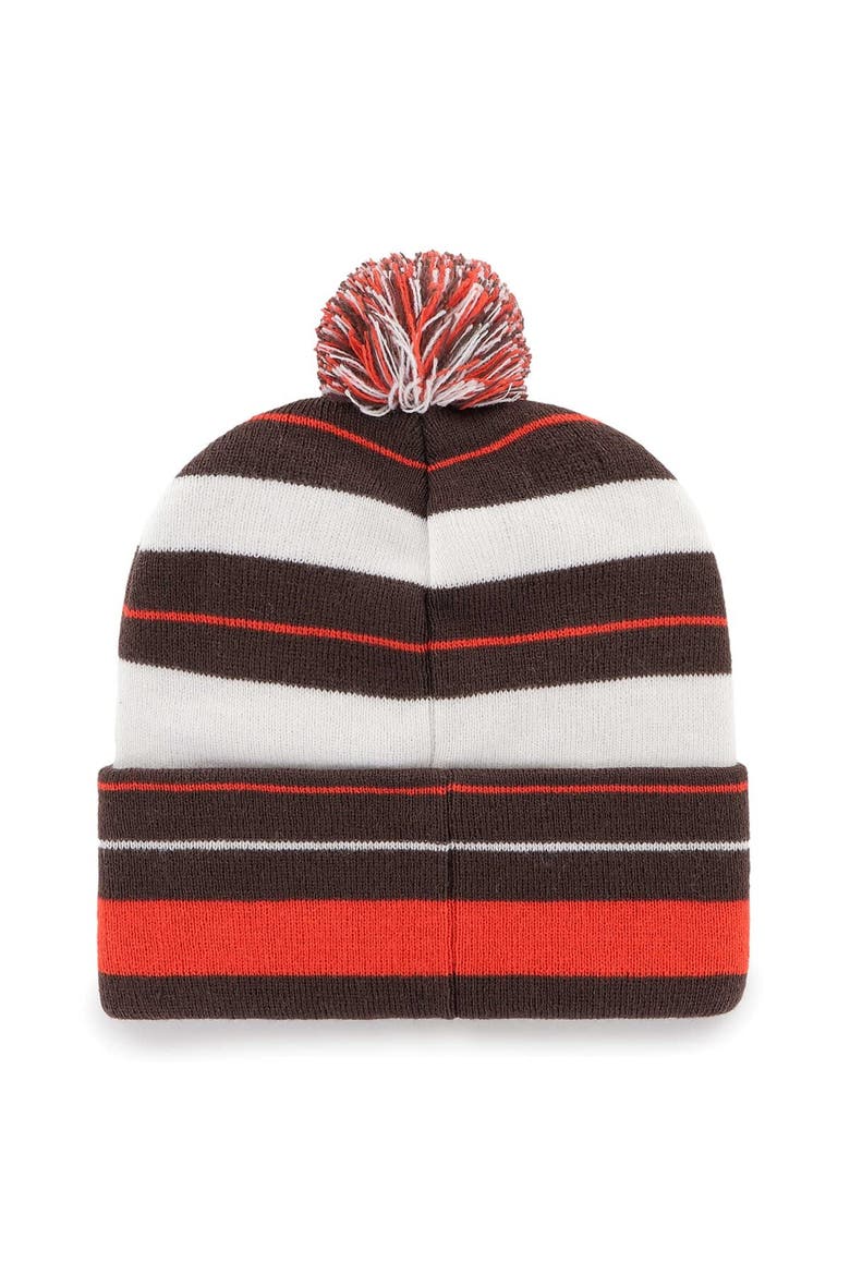 Men's '47 Brown Cleveland Browns Powerline Cuffed Knit Hat with Pom, Alternate, color, Brown