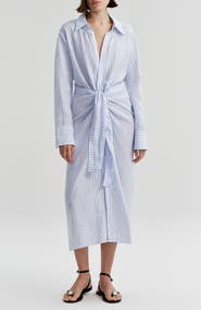 A.L.C. Mila Striped Linen Midi Shirtdress