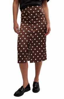 Free People Analise Polka Dot Button-Up Midi Skirt