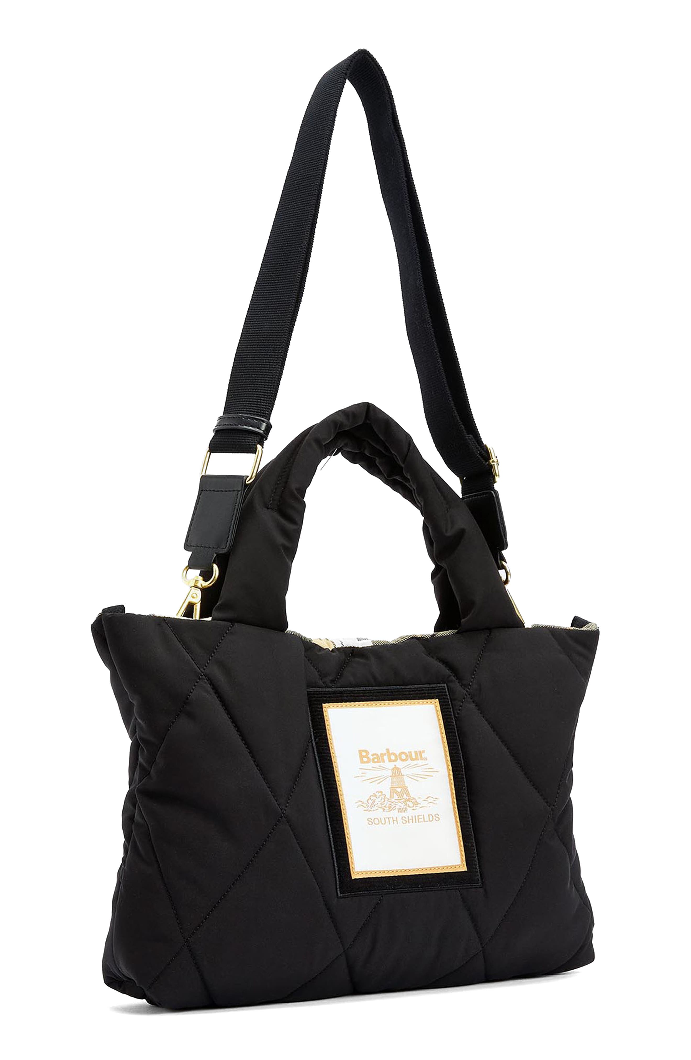 Barbour Mini Mariah Diamond Quilted Tote Bag, Alternate, color, Black/ Ancient