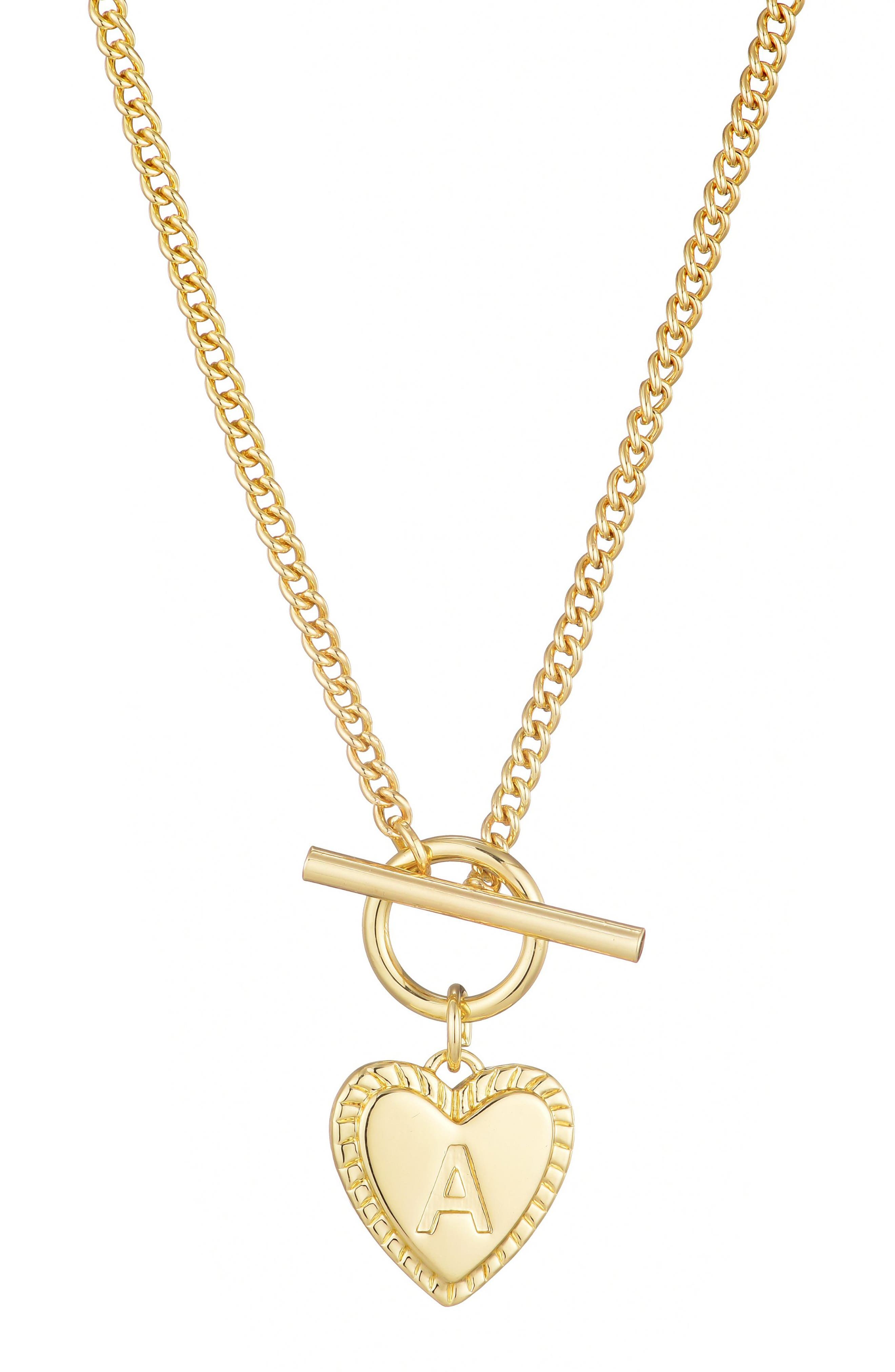 Adornia Initial Heart Toggle Necklace