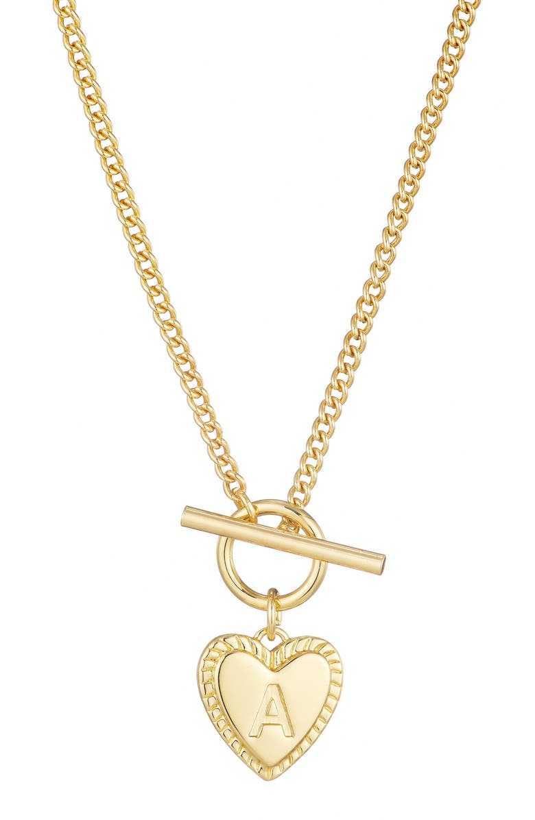 Adornia Initial Heart Toggle Necklace, Main, color, Gold-A