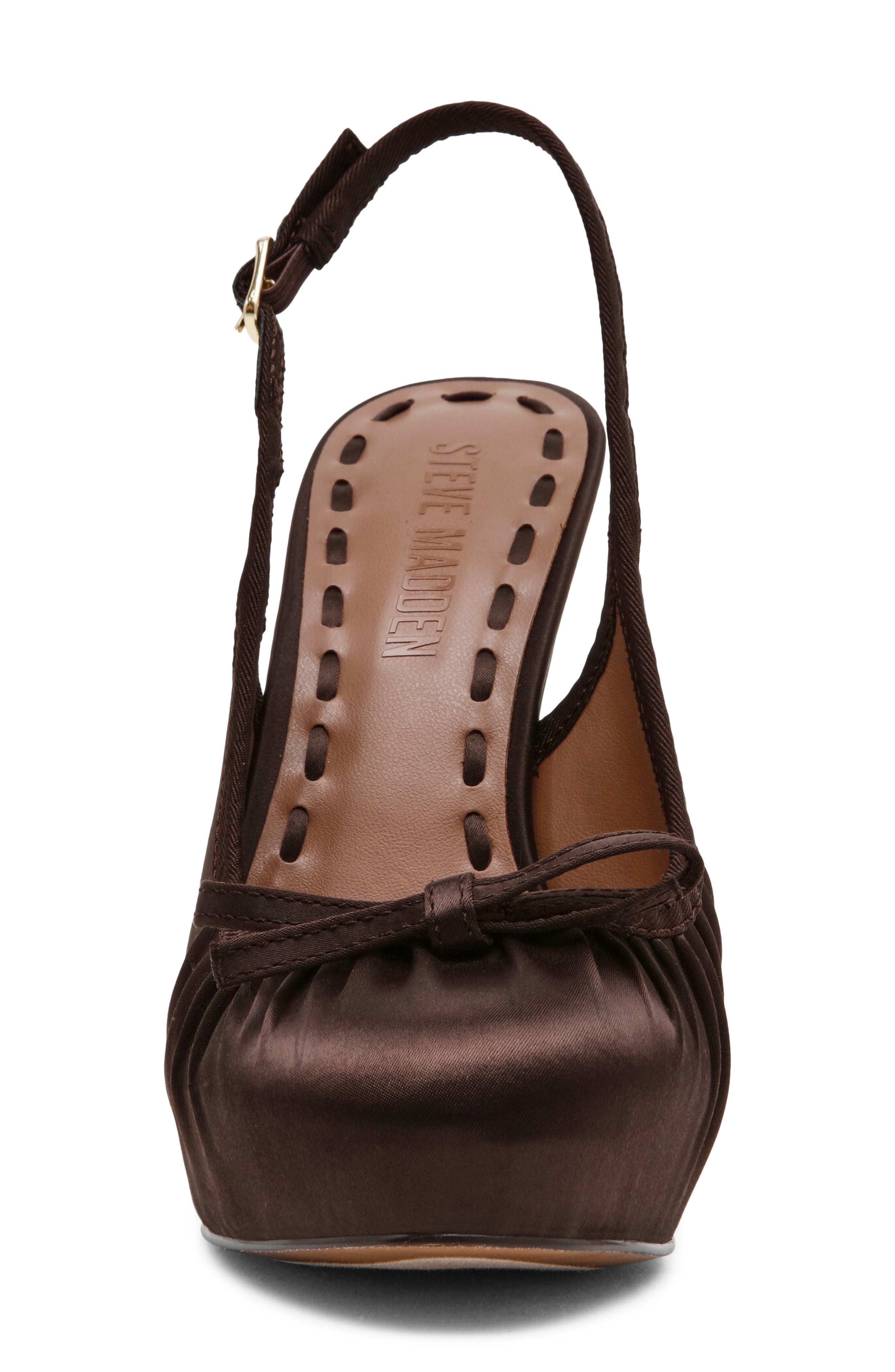 Sofie Satin Bow Platform Slingback Pump, Alternate, color, BROWN SATIN