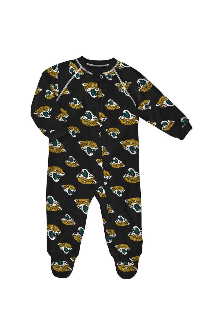 Newborn Black Jacksonville Jaguars Allover Print Raglan Full-Zip Jumper, Alternate, color, Black