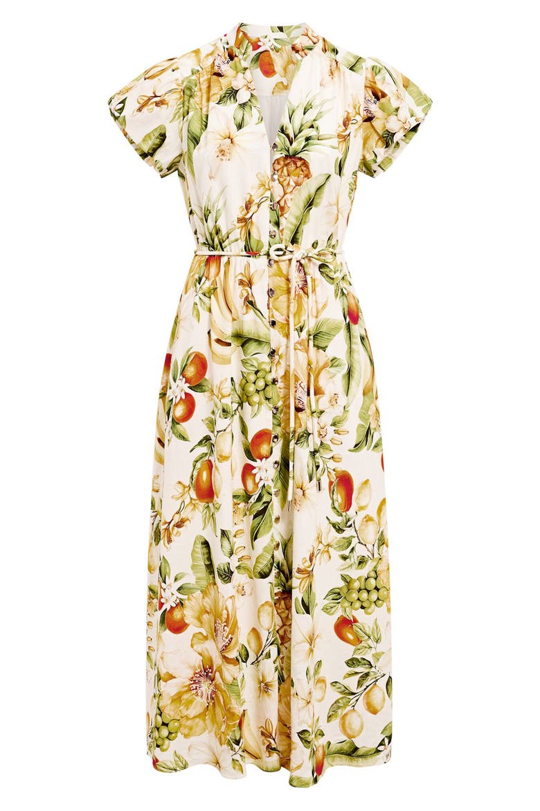 Posie Puff Sleeve Midi Dress, Alternate, color, DOMENICA FLORAL