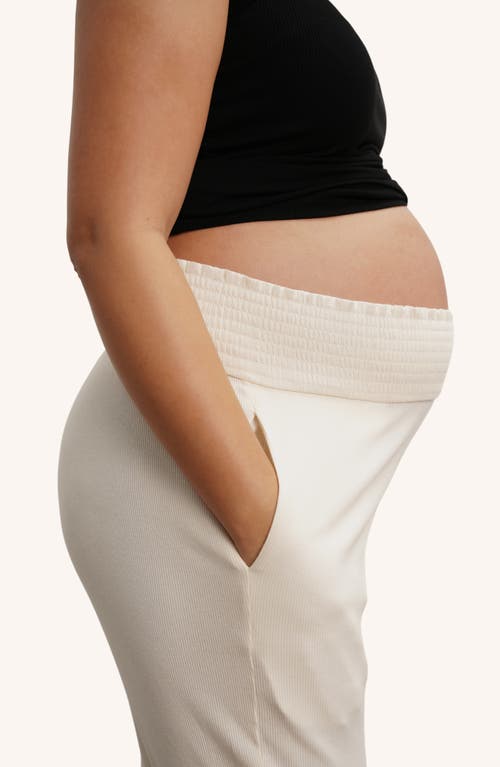 Nom Maternity Supersoft Rib Wide Leg Maternity Pants In Cream