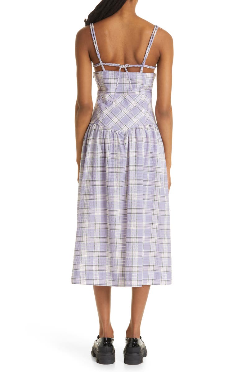 Ganni Check Organic Cotton Blend Seersucker Sundress, Alternate, color,