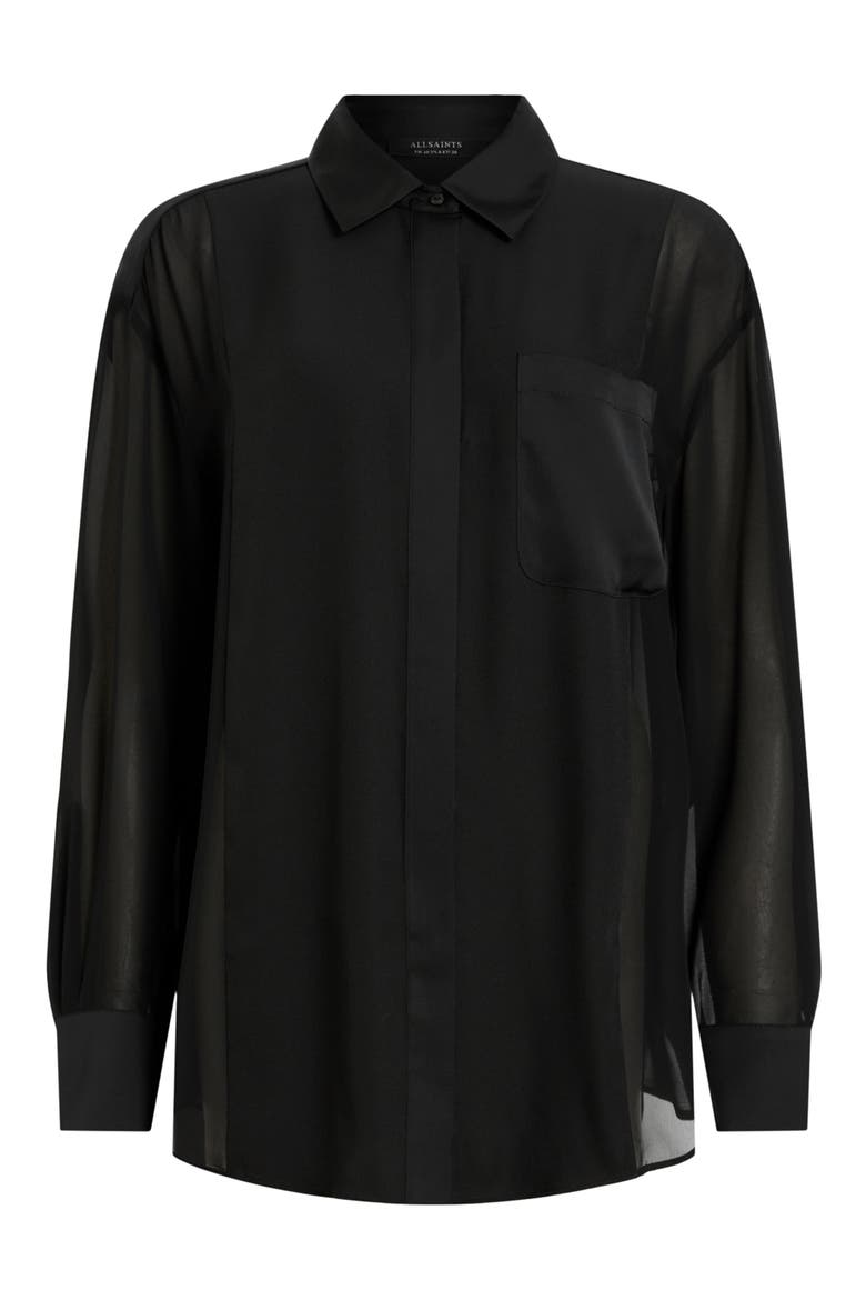 Jody Sheer Button-Up Shirt, Alternate, color, BLACK