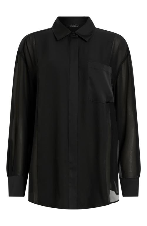 Shop Allsaints Jody Sheer Button-up Shirt In Black