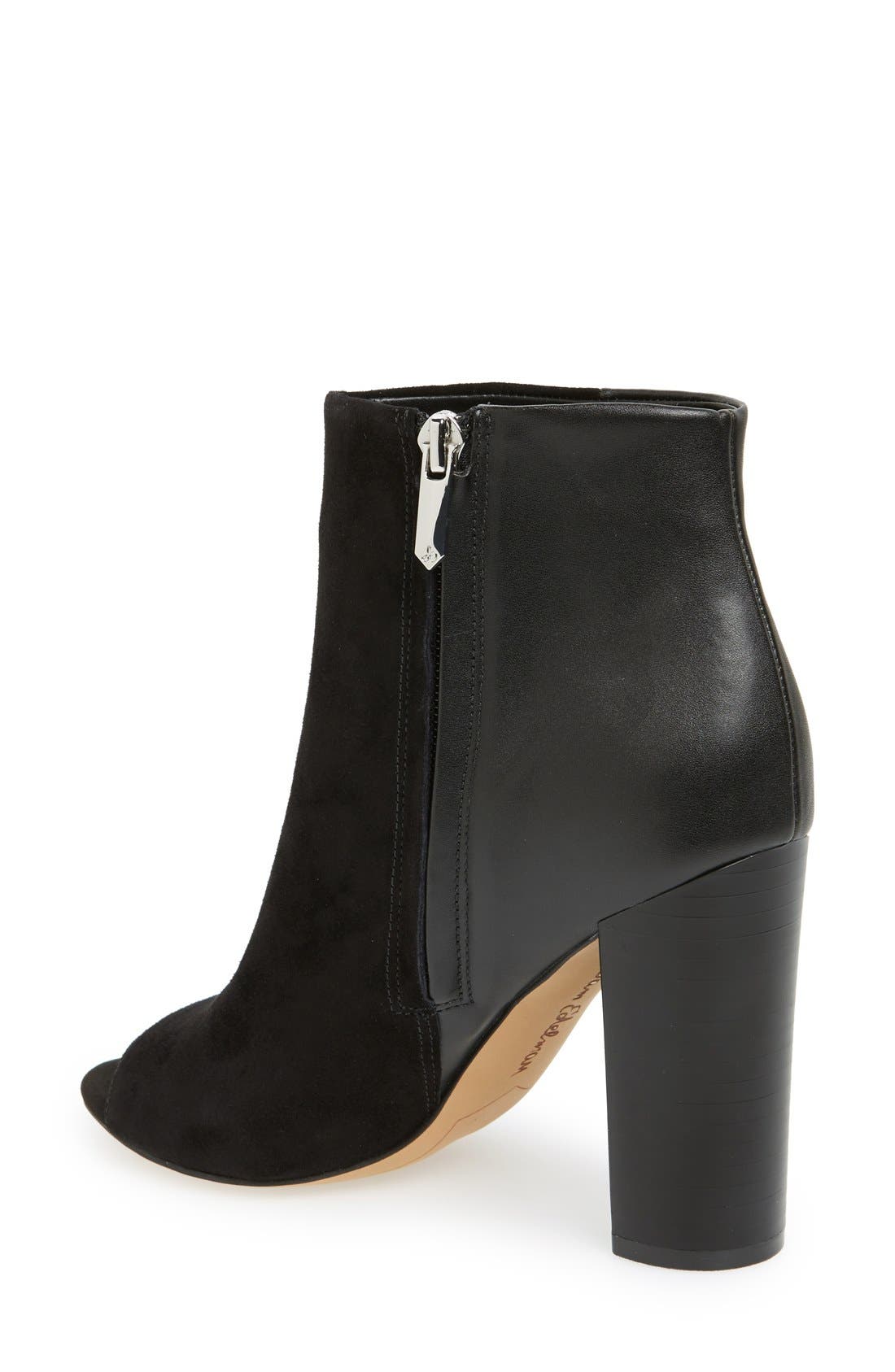 'Yarin' Open Toe Bootie, Alternate, color, BLACK SUEDE