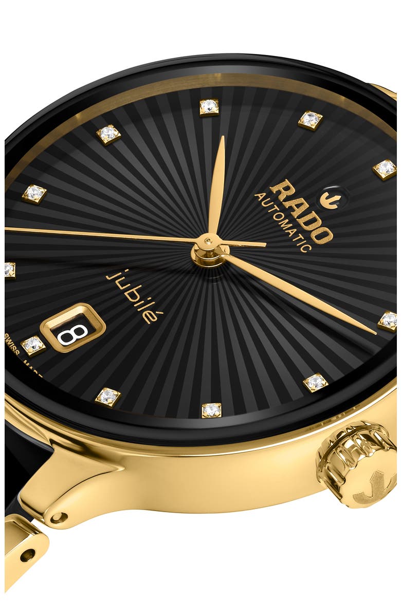 Centrix Automatic Diamond Bracelet Watch, 35mm, Alternate, color, BLACK/ GOLD