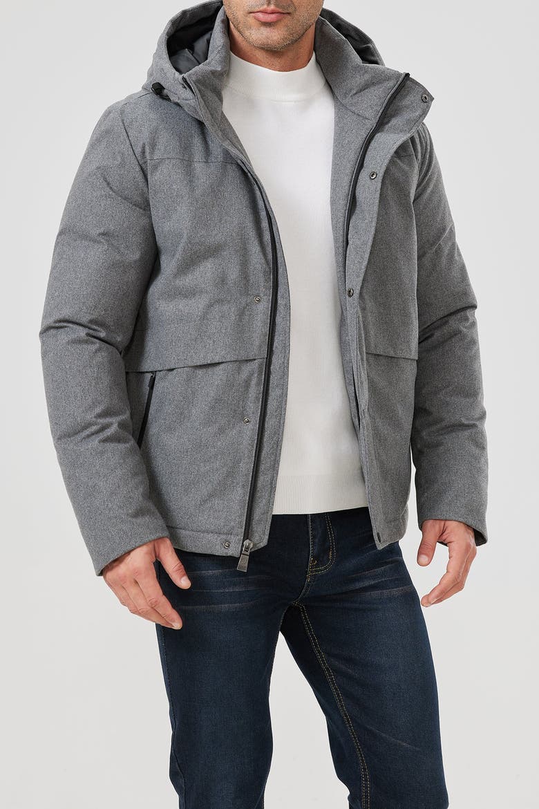 Truckee Herringbone Down Jacket, Alternate, color, Grey Heather