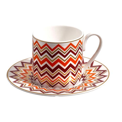 Missoni Coffee Cup & Saucer Set Of 2 In Luxury Box In Brown