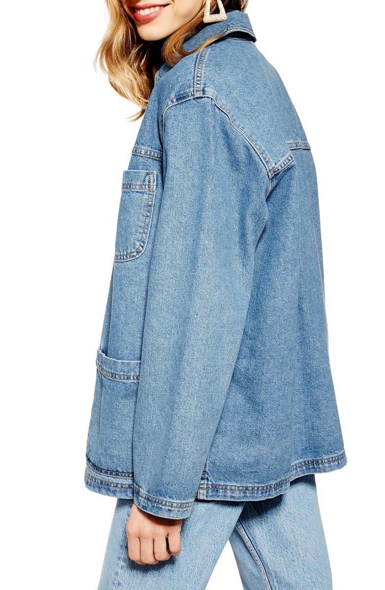 Topshop Oversize Denim Jacket, Alternate, color, 