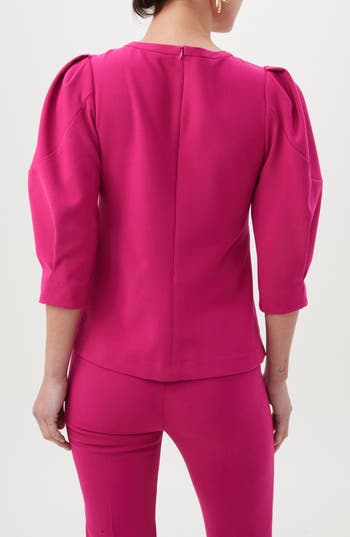 Trina Turk Emiko Puff Sleeve Top In Fumiko Fuchsia