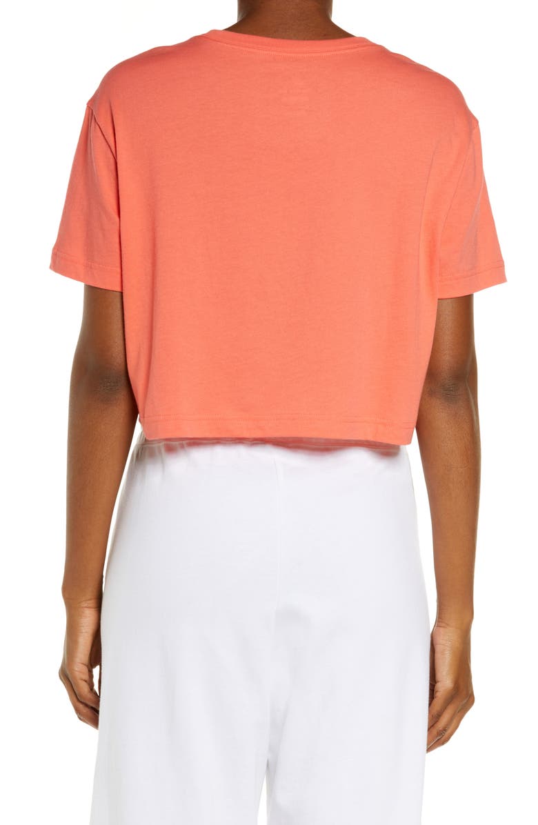 Nike Sportswear Short Sleeve Embroidered Crop Cotton T-Shirt, Alternate, color, Magic Ember
