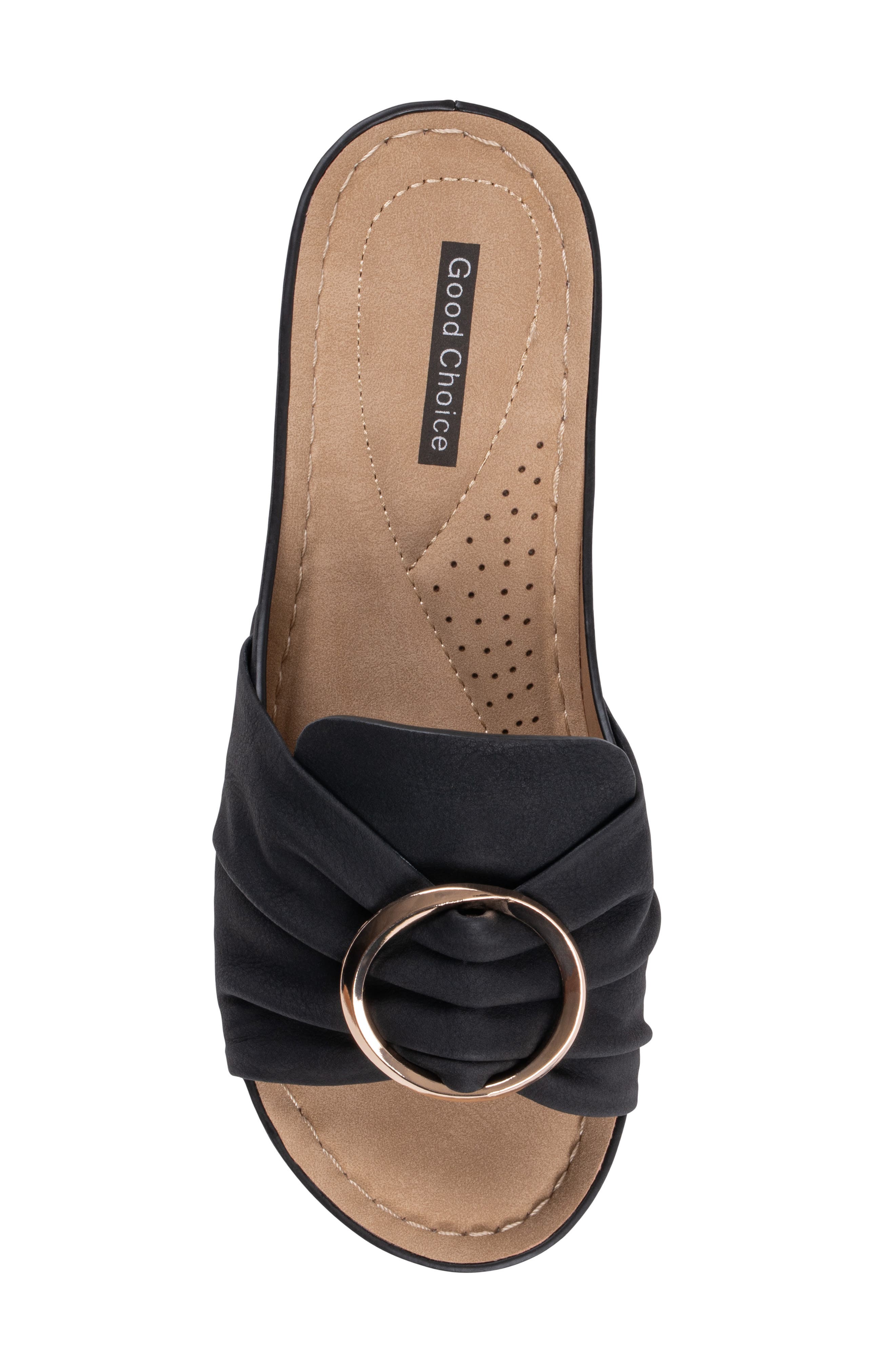 GOOD CHOICE NEW YORK Isola Hardware Wedge Sandal, Alternate, color, Black