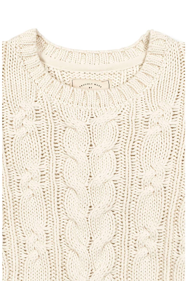 Organic Peasant Sleeve Cable Sweater, Alternate, color, Ivory