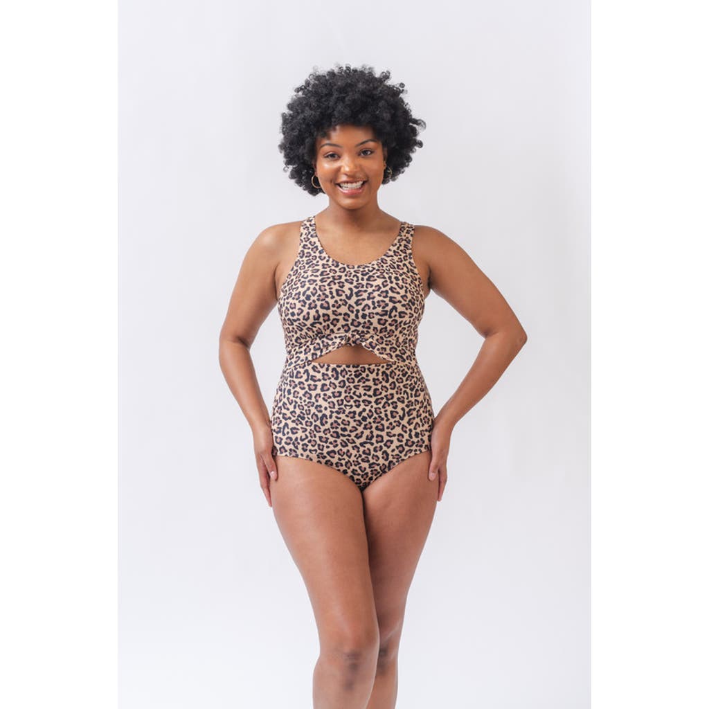 Shop Lime Ricki Swimwear Knotted One-piece In Leopard