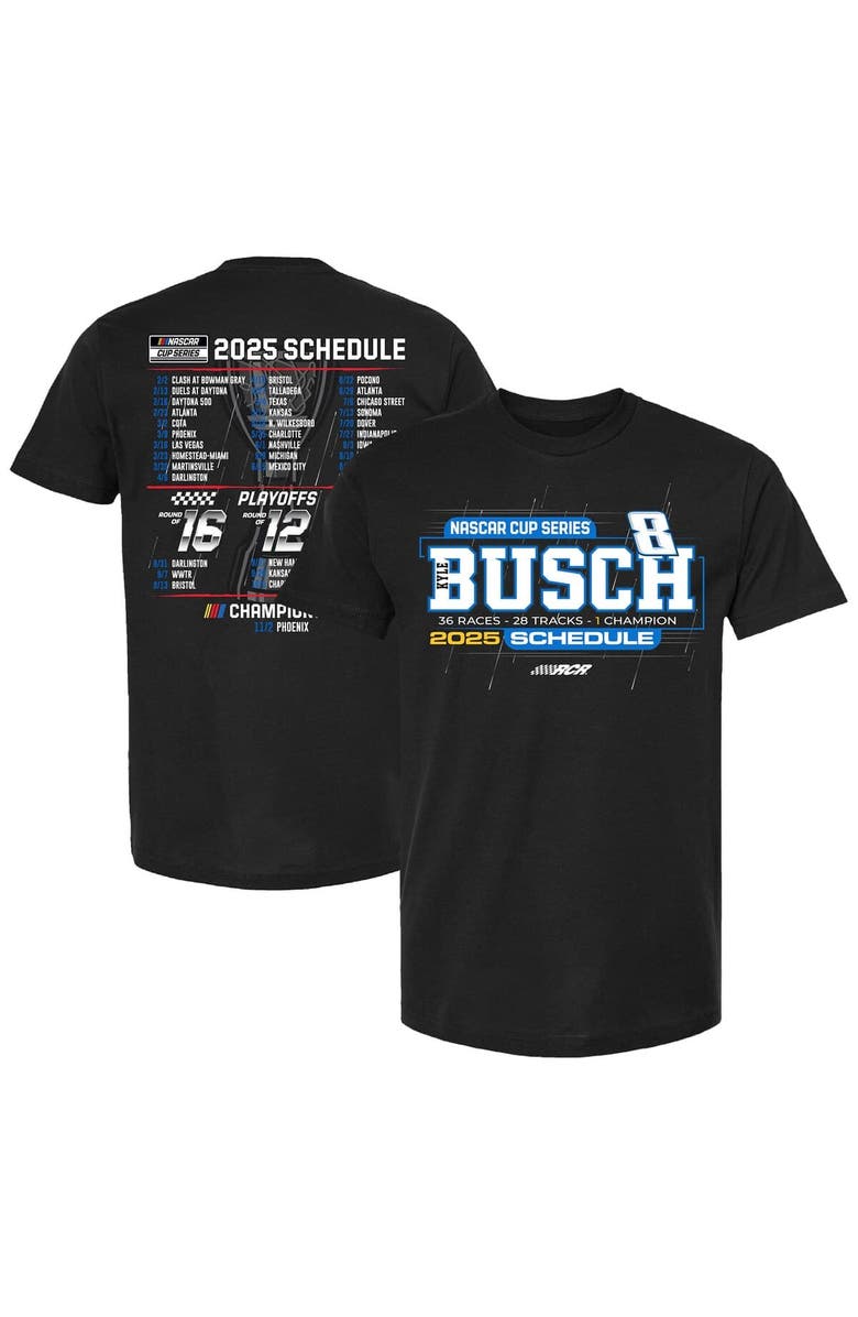CHECKERED FLAG Men's Checkered Flag Sports Black Kyle Busch 2025 NASCAR Cup Series Schedule T-Shirt, Main, color, Black