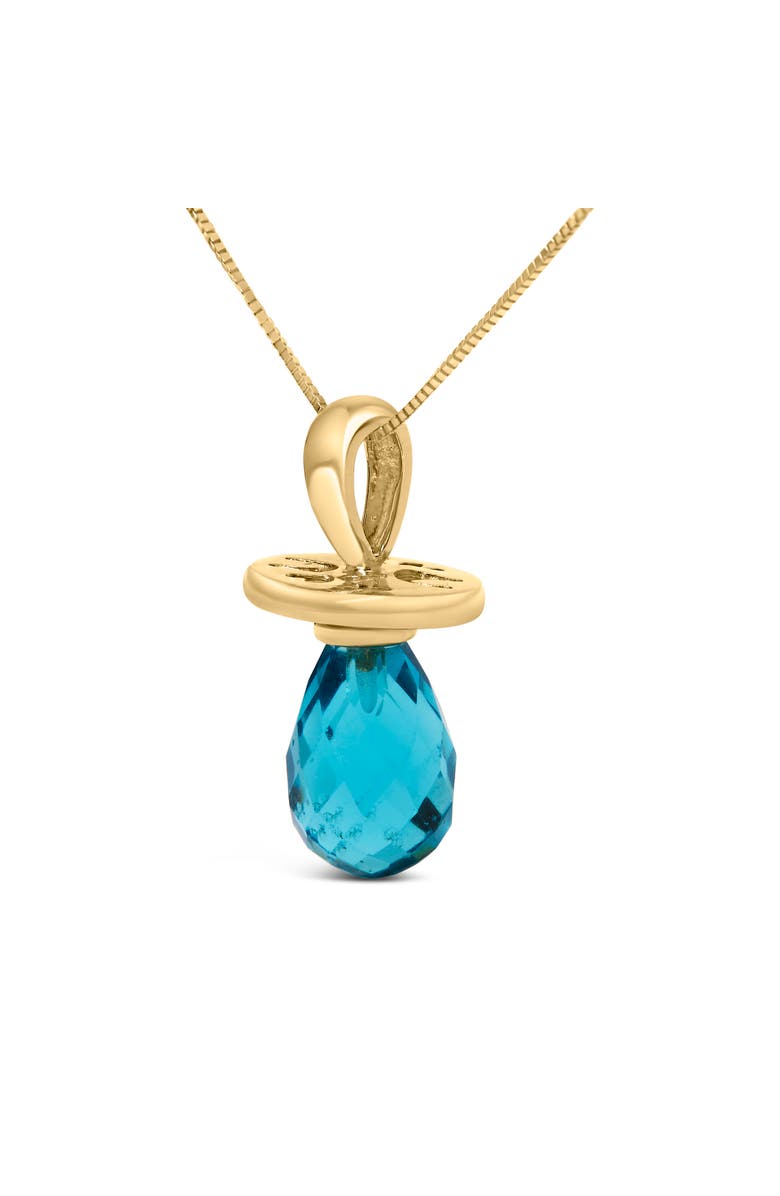 Haus of Brilliance 14K Yellow Gold and Blue Quartz Pacifier Pendant Necklace, Alternate, color, Yellow