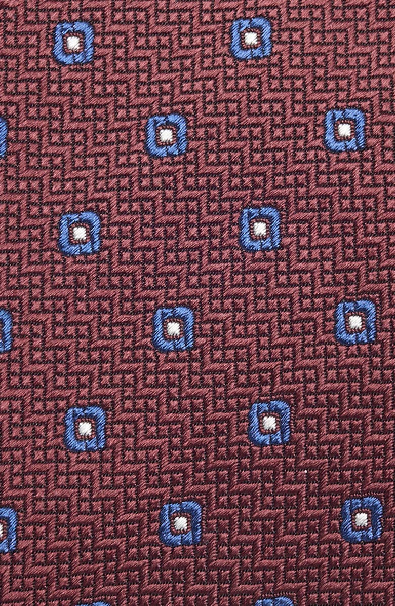 ZEGNA TIES Geometric Silk Tie, Alternate, color, Dark Red Fan