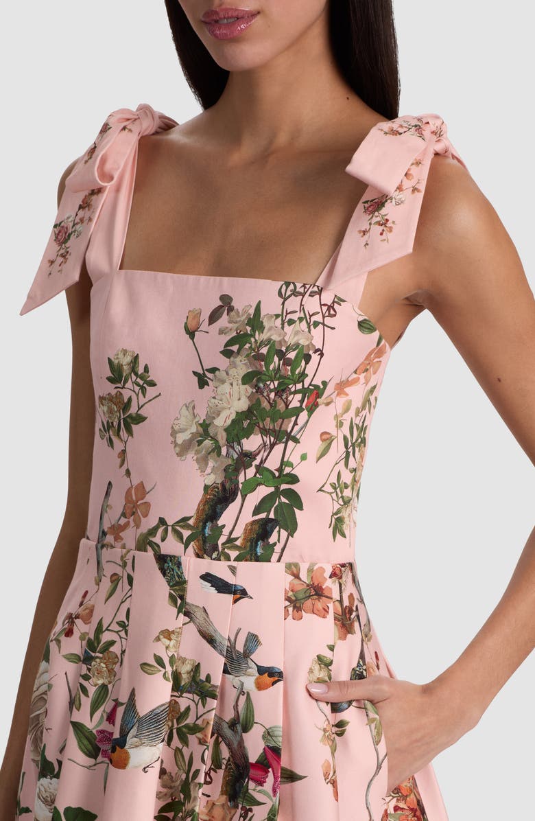 Alice + Olivia Hana Mixed Print Tie Strap Cotton Blend Dress, Alternate, color, Sunset Grove English Rose