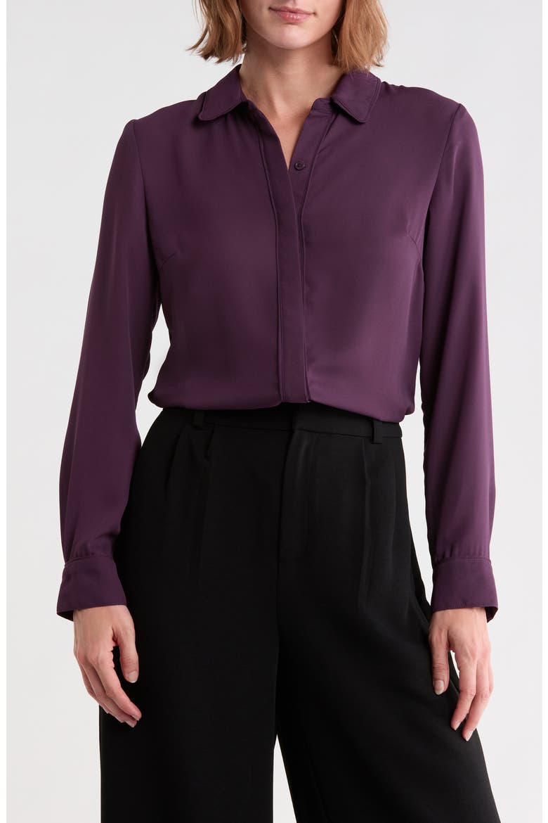 Relaxed Long Sleeve Shirt, Main, color, BLACKBERRY WINE