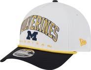 New Era Men's New Era White/Navy Michigan Wolverines Arch Two-Tone Rope 9FORTY A-Frame M-Crown Adjustable Hat
