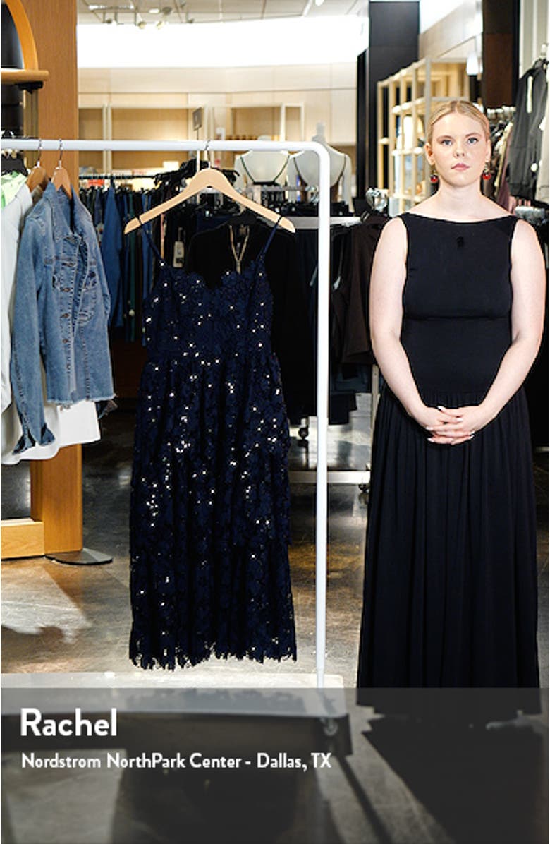 Floral Lace Tiered Sequin Midi Dress, sales video thumbnail