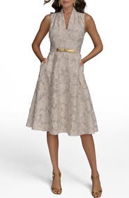 Donna Karan New York Floral Sleeveless Flare Dress