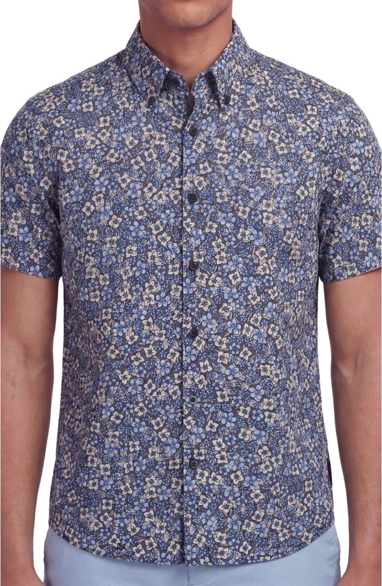 Lords of Harlech Floral Field Mens Printed Button Up Shirt, Alternate, color, Floral Field Black