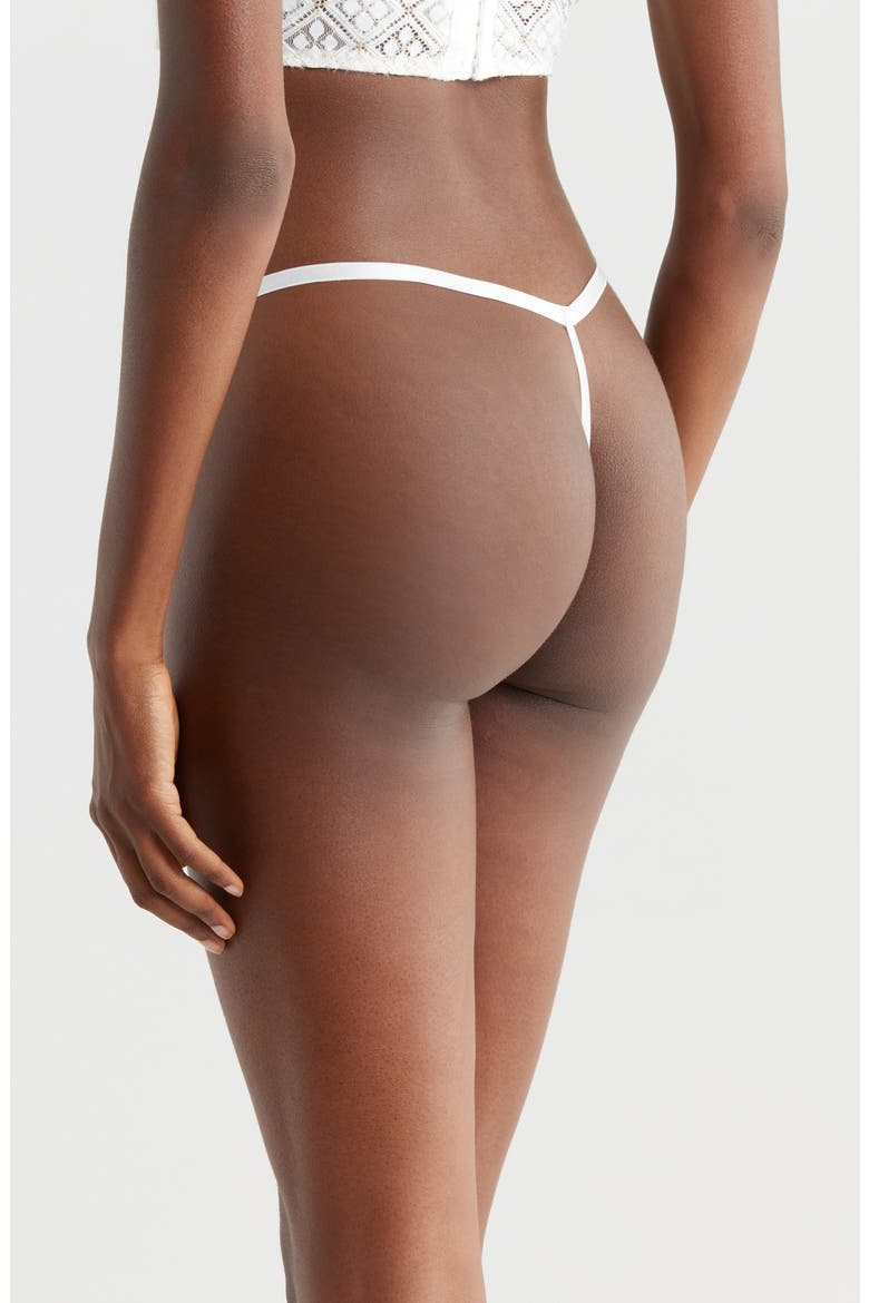 Metallic Geometric Lace G-String, Alternate, color, SHELL WHITE