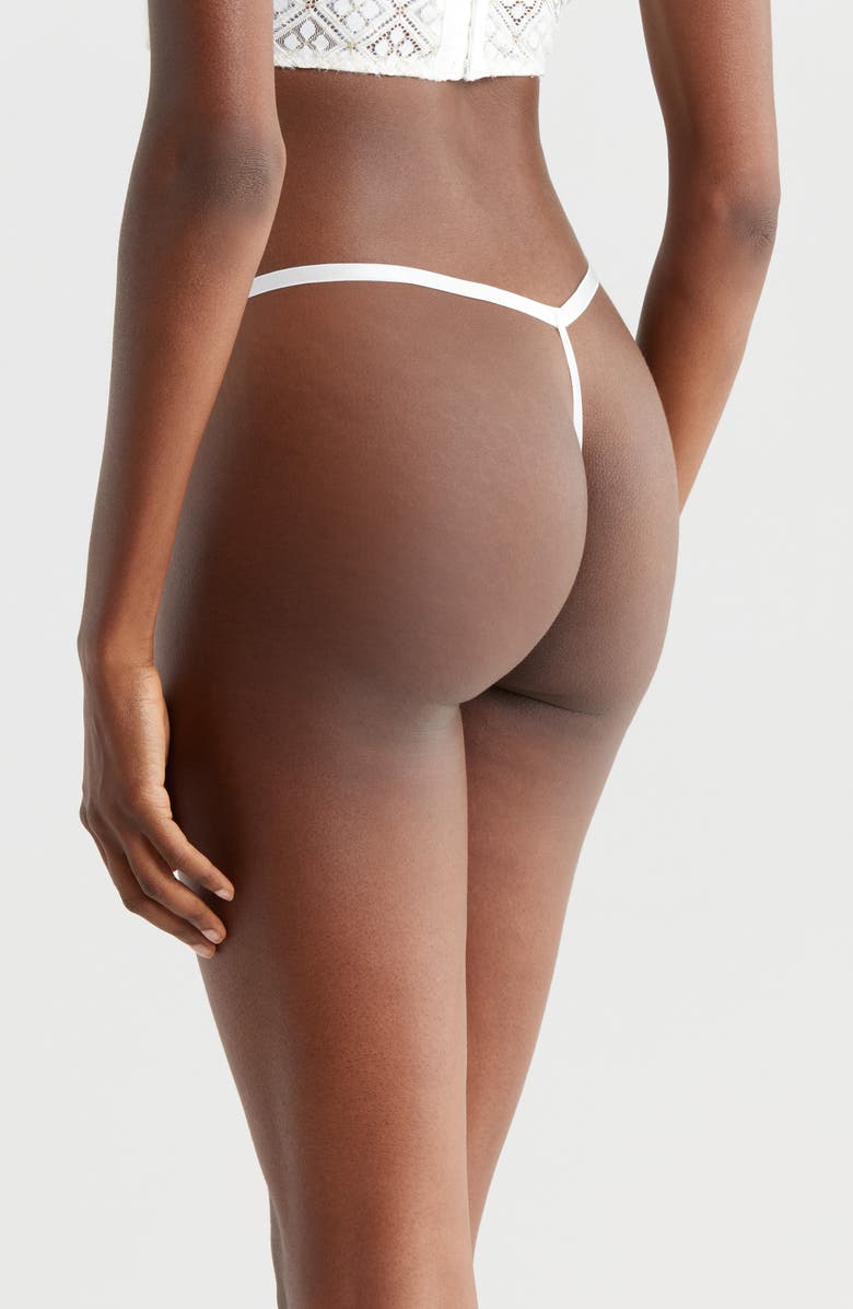 KILO BRAVA Metallic Geometric Lace G-String, Alternate, color, Shell White