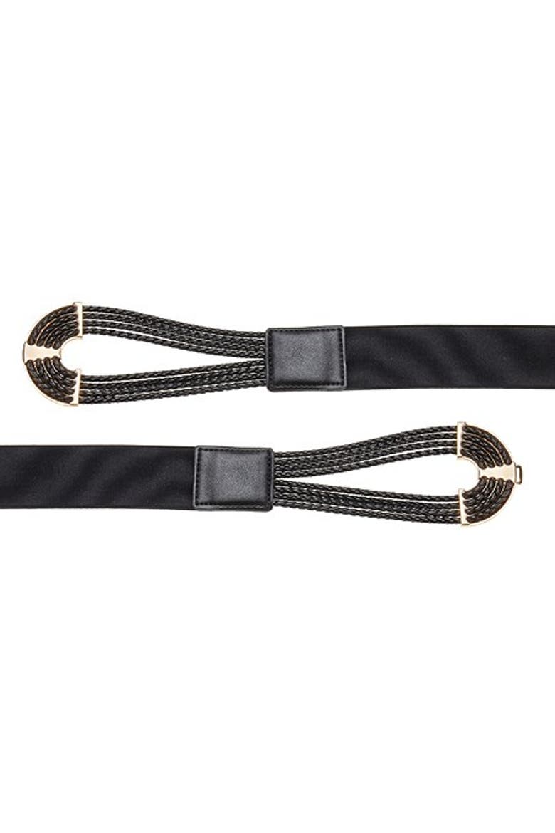 Women's Symmetrical Buckle Waist Belt, Alternate, color, Black