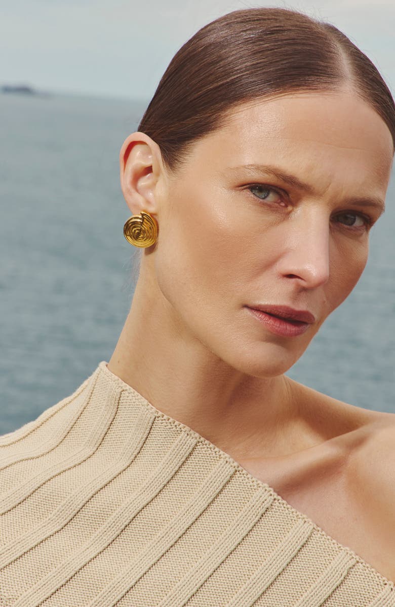 Missoma Spiral Detachable Pearl Drop Earrings, Alternate, color, Gold