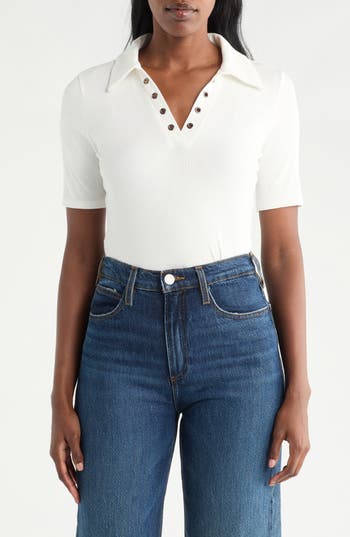 Cyrus Johnny Collar Top In White