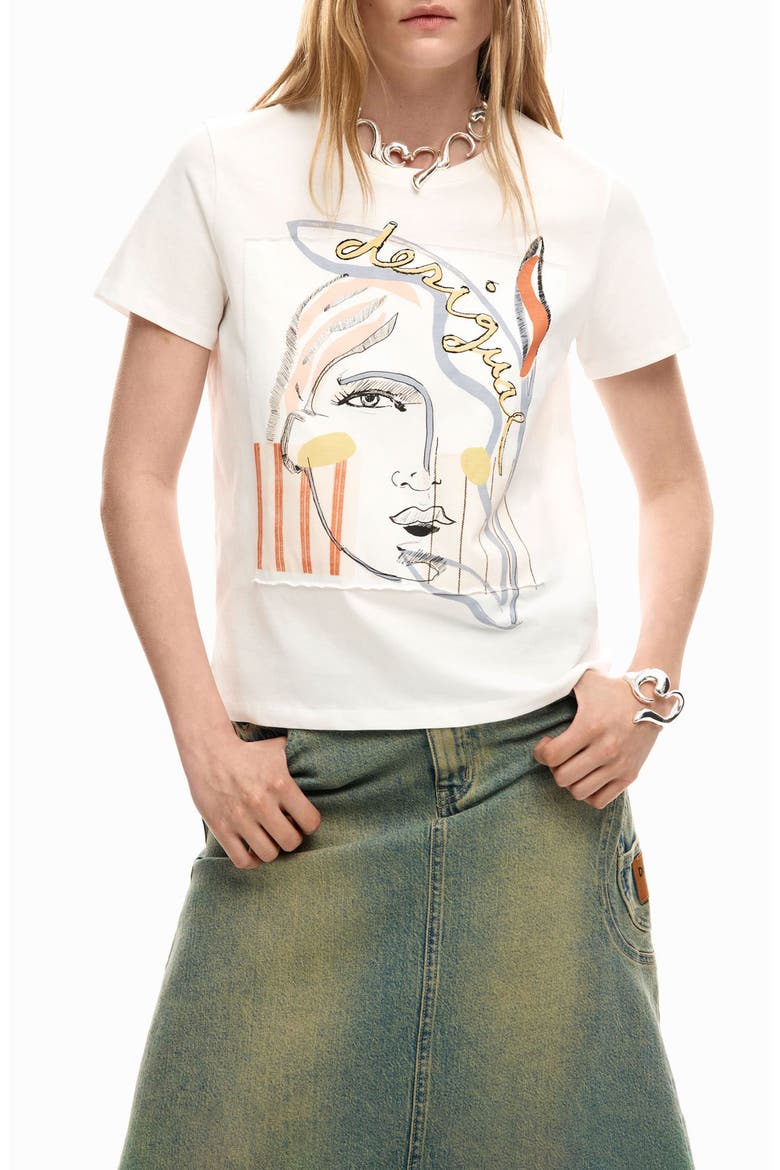 Abstract Cotton Graphic T-Shirt, Main, color, WHITE
