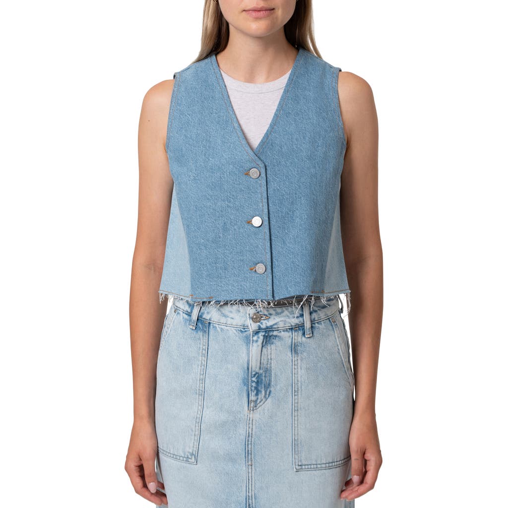 Mavi Jeans Peony Colorblock Raw Hem Denim Vest In Blocking Denim