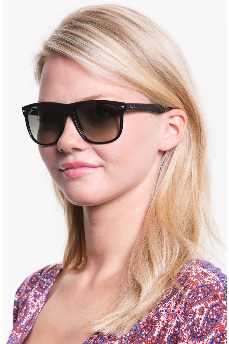 'Boyfriend Flat Top Frame' 56mm Sunglasses, Alternate, color, BLK GRAD