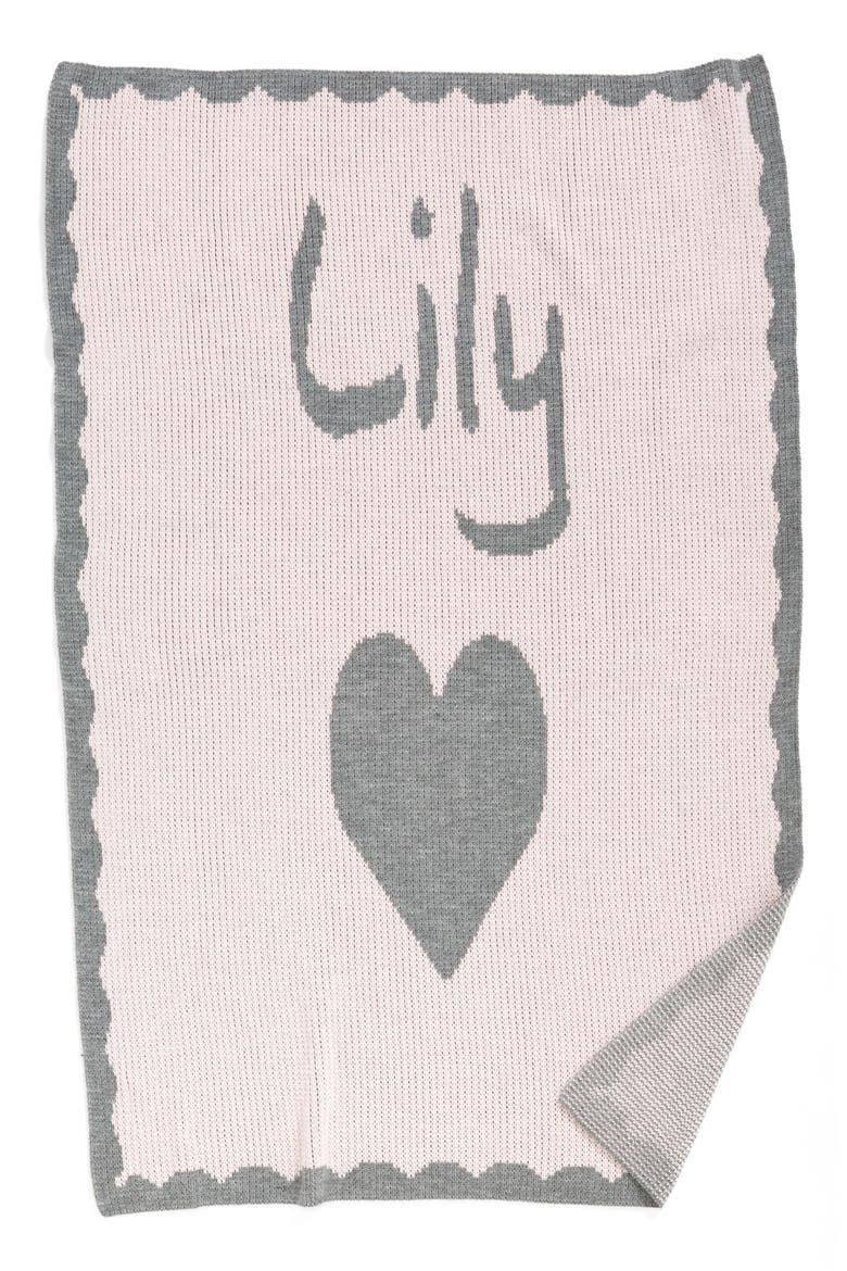 'Heart' Personalized Crib Blanket, Main, color, PINK