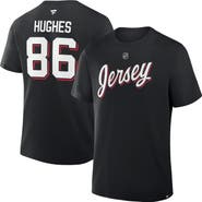FANATICS Men's Fanatics Jack Hughes Black New Jersey Devils Authentic Stack Name & Number T-Shirt