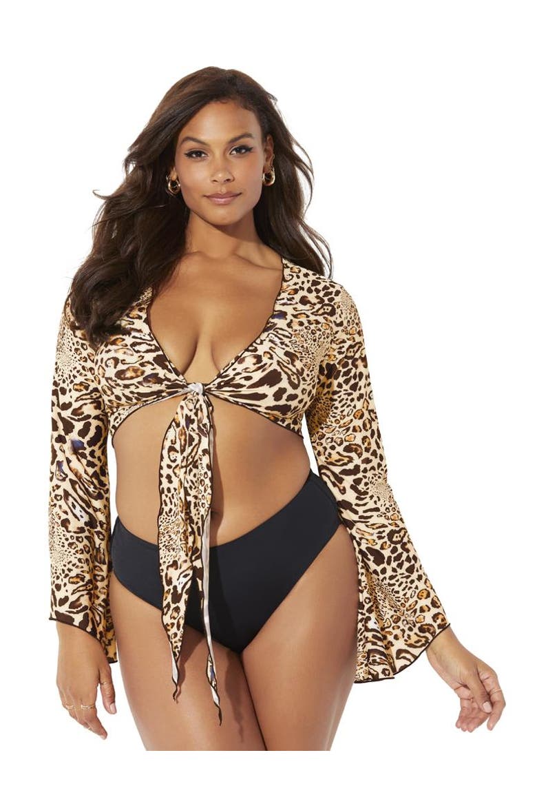 Cover Up Crop Top, Main, color, Cheetah
