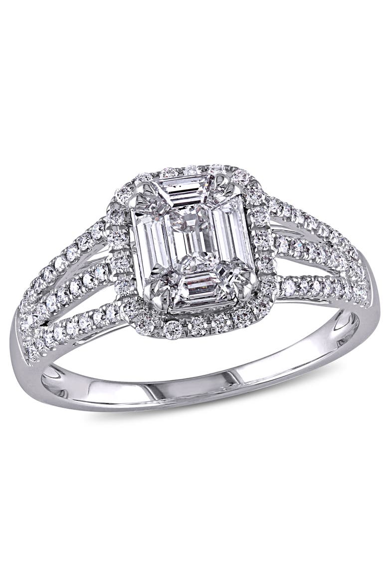Diamond Halo Multi-Row Engagement Ring 18k, Main, color, 18k White Gold