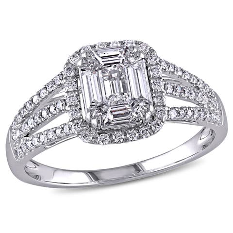 Diamond Halo Multi-Row Engagement Ring 18k